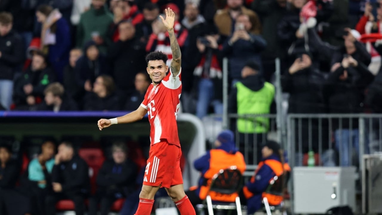 Luis Diaz celebrando su anotación en Champions League.