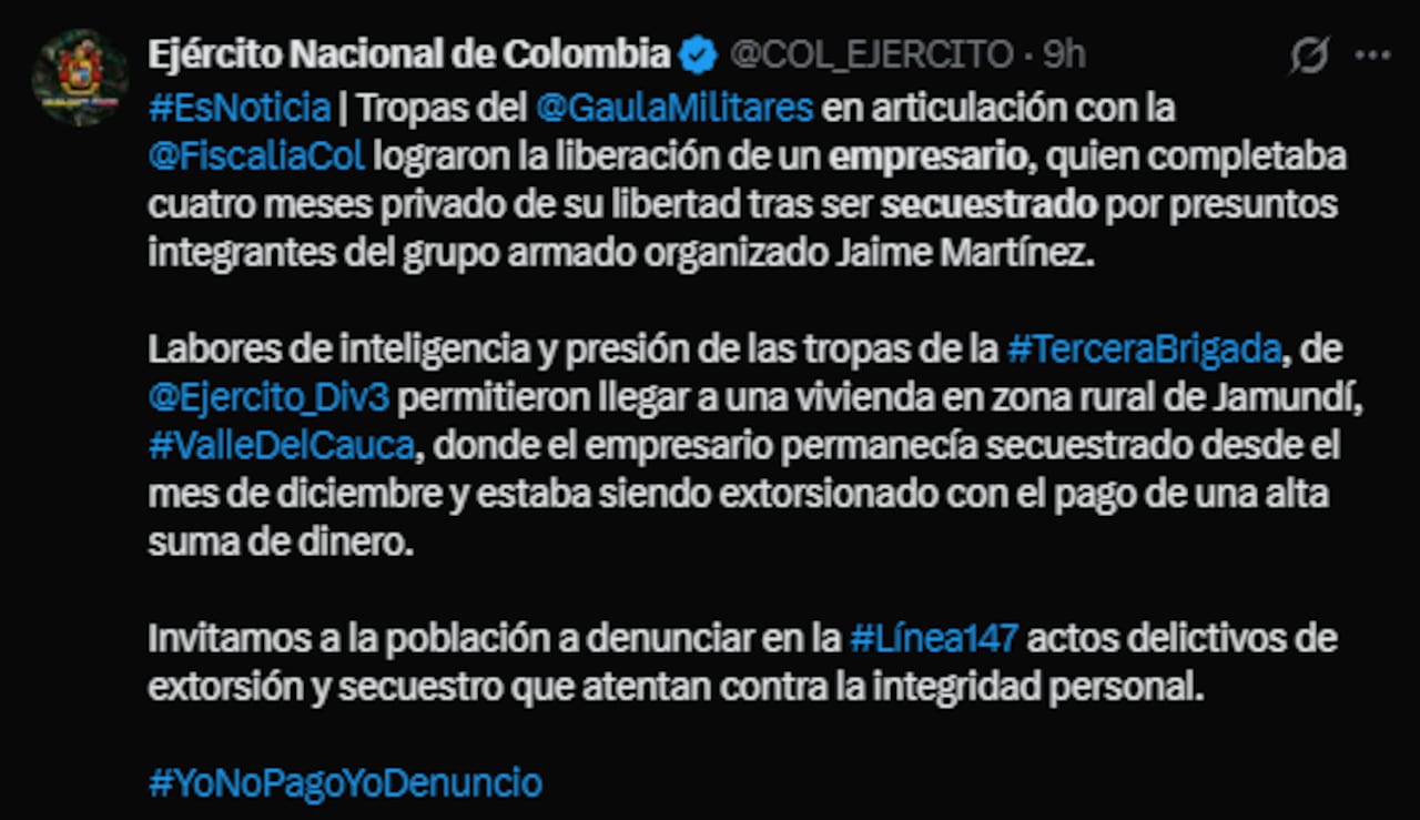 La Tercera Brigada del Ejército enfatizó que este resultado es fruto del despliegue operacional.