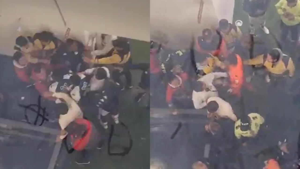 Bochornoso momento, rumbo a los camerinos, entre jugadores del Deportivo Cali y Santa Fe