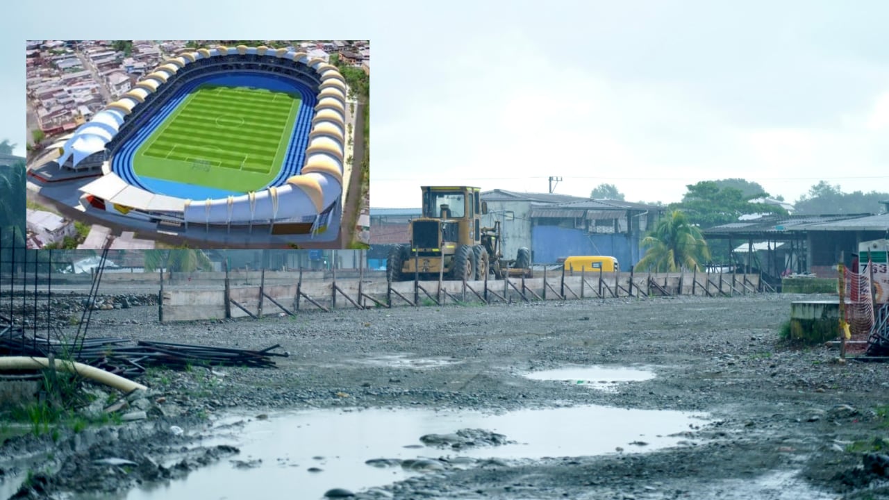 Obras que se llevan a cabo para la construcción del estadio de Buenaventura.