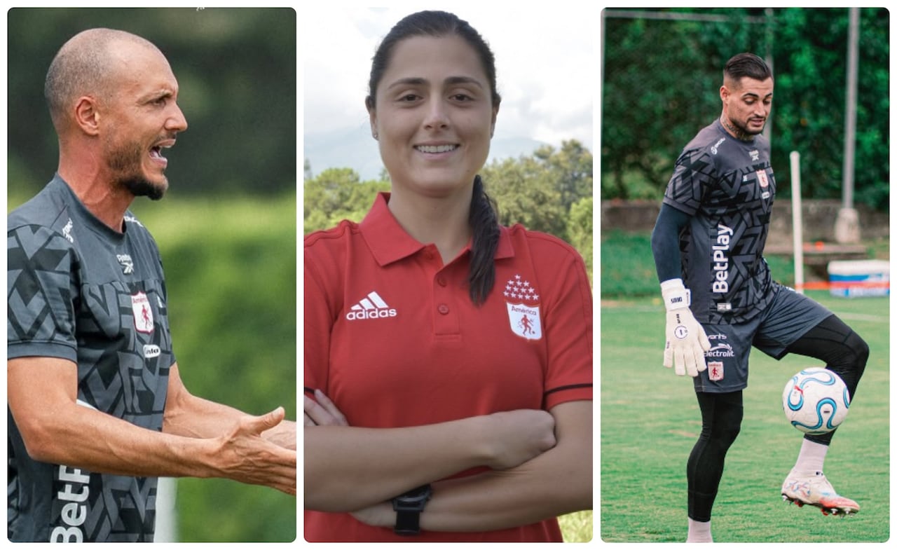 El club fue claro respecto al futuro del entrenador David González (der), su presidente Marcela Gómez (cen) y su portero, Jean Fernandes (izq).