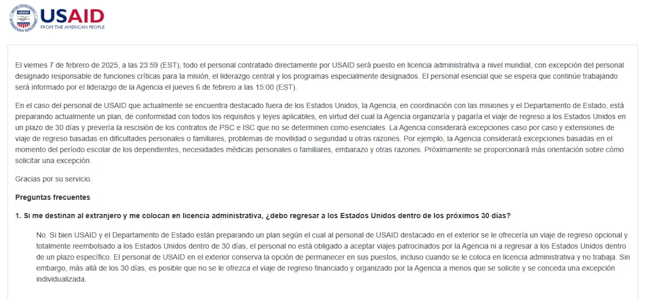 Página web de USAID traducida al español