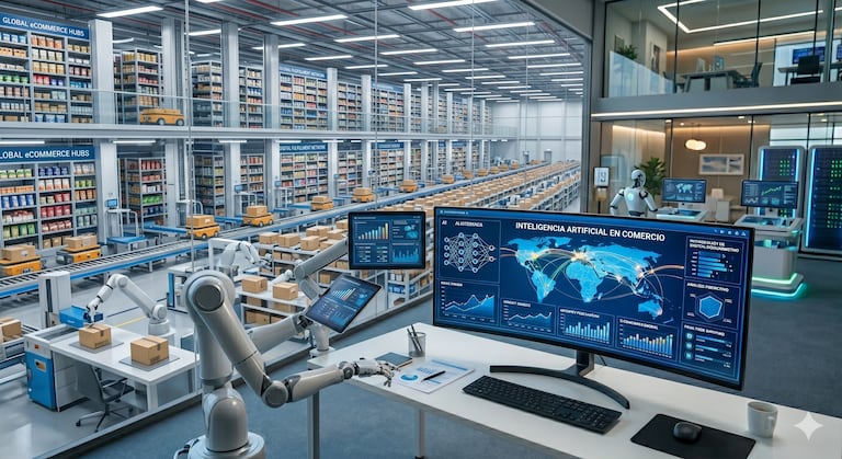 El uso de la IA en el comercio también es una herramienta que el sector usa para lograr mejores resultados: foto creada con IA.