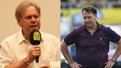 Ramón Jesurun (izq.), presidente de la FCF, y Néstor Lorenzo, director técnico de la Selección Colombia.