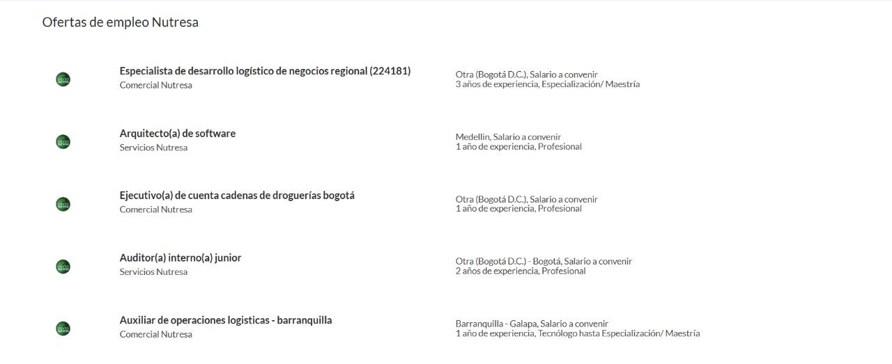 Grupo Nutresa tiene abiertas más ofertas laborales en diferentes ciudades del país.