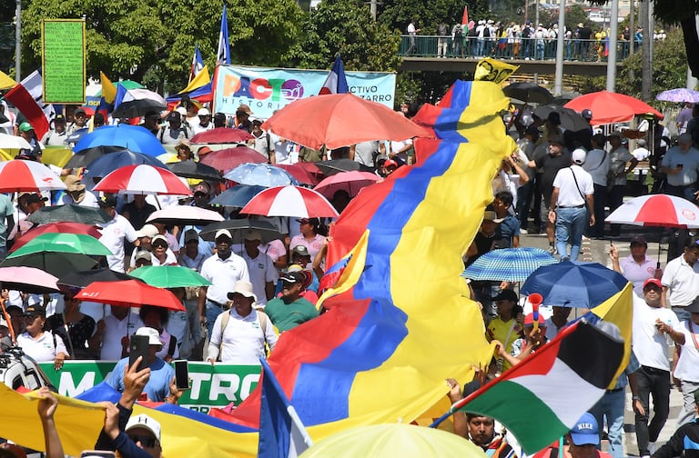 Cali: En completa calma, pero no tan concurridas como en anteriores ocasiones, se llevó a cabo la marcha durante el primer día del Paro Nacional convocado para los días 28 y 29 de Mayo. Foto José L Guzmán