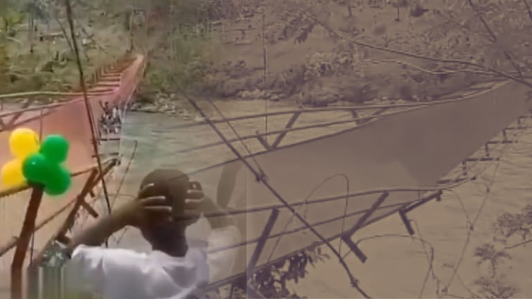 La estructura cedió mientras era cruzada por autoridades y ciudadanos.