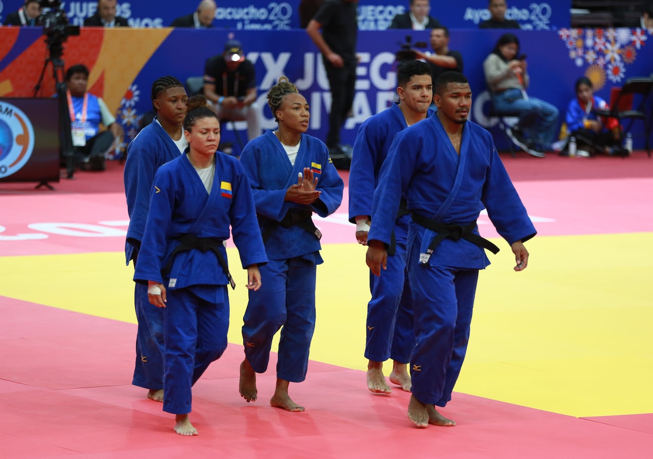El equipos colombiano de judo durante los Juegos Bolivarianos 2025.