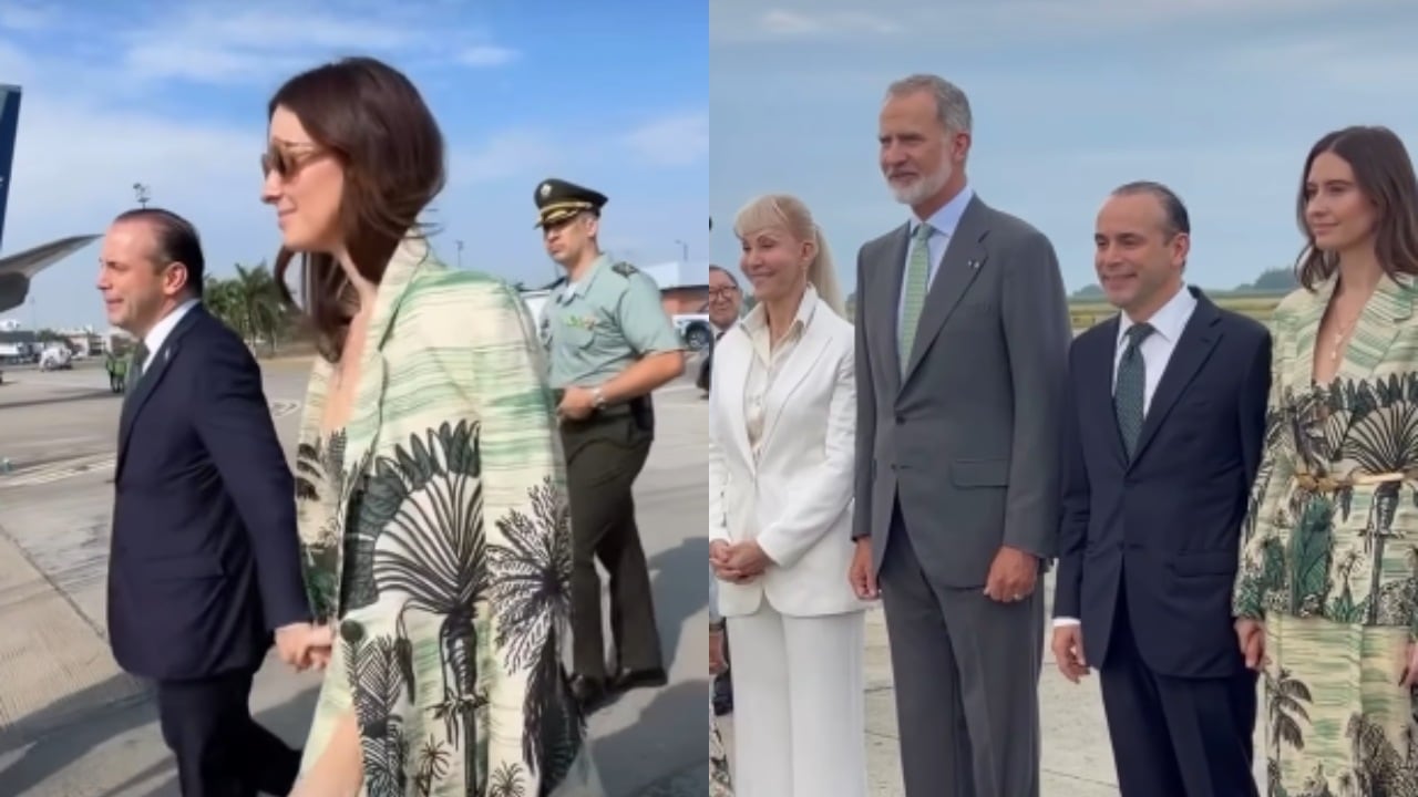 Taliana Vargas en la llegada del Rey Felipe VI