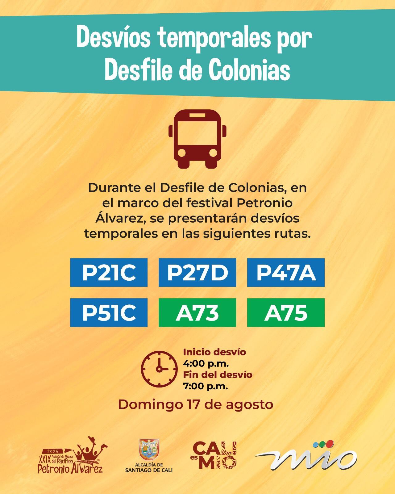 Metrocali recomendó a los pasajeros consultar previamente los trayectos y organizar sus desplazamientos con antelación.