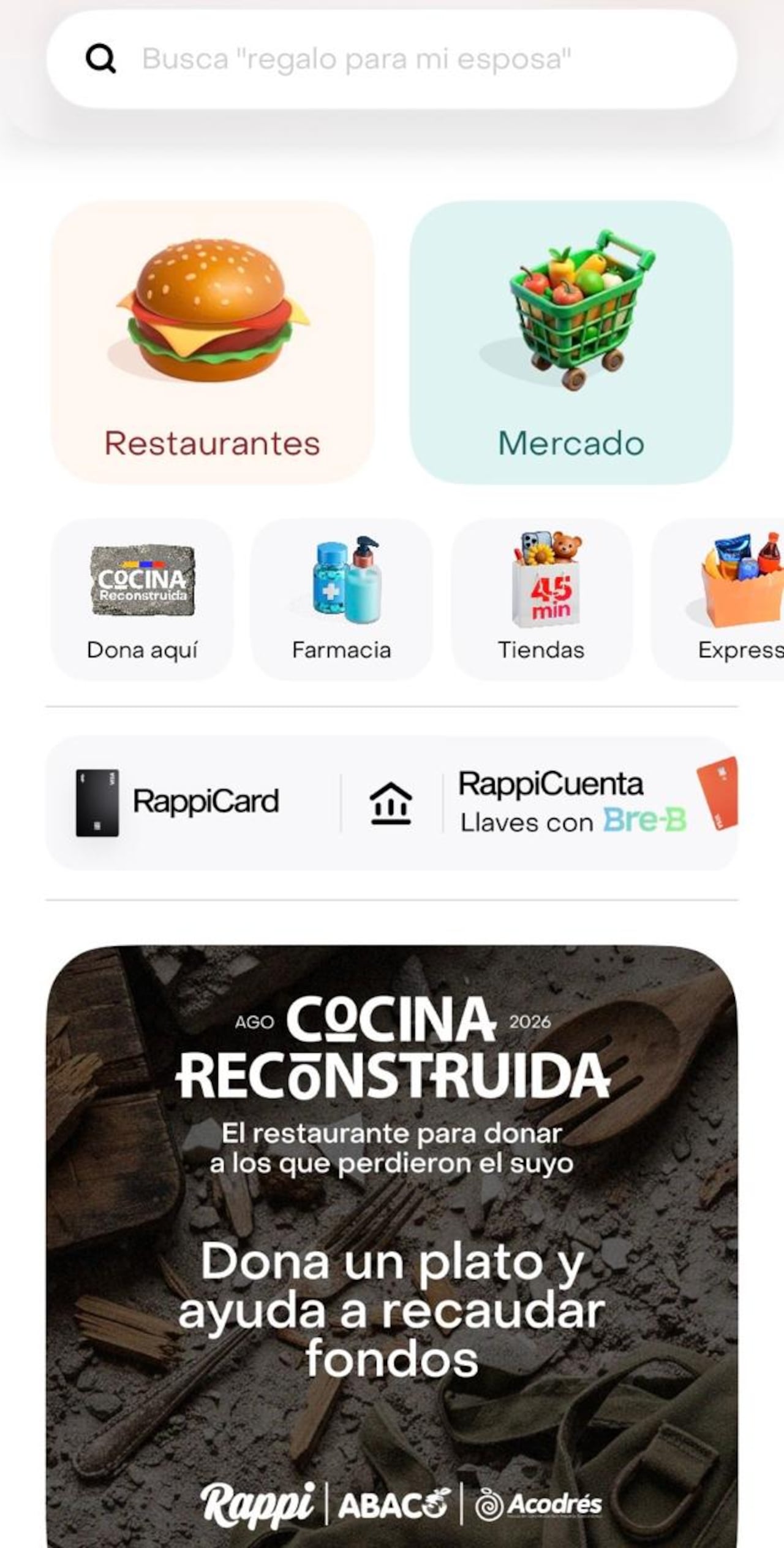 Entrando a la aplicación encuentra el botón 'cocina reconstruida' y ahí puede hacer su aporte.