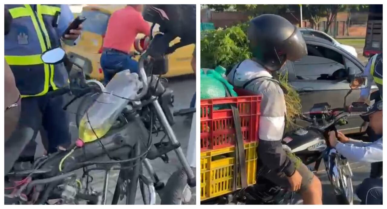 Infracciones de algunos de los motociclistas, uno de ellos llevaba una botella como tanque de gasolina.