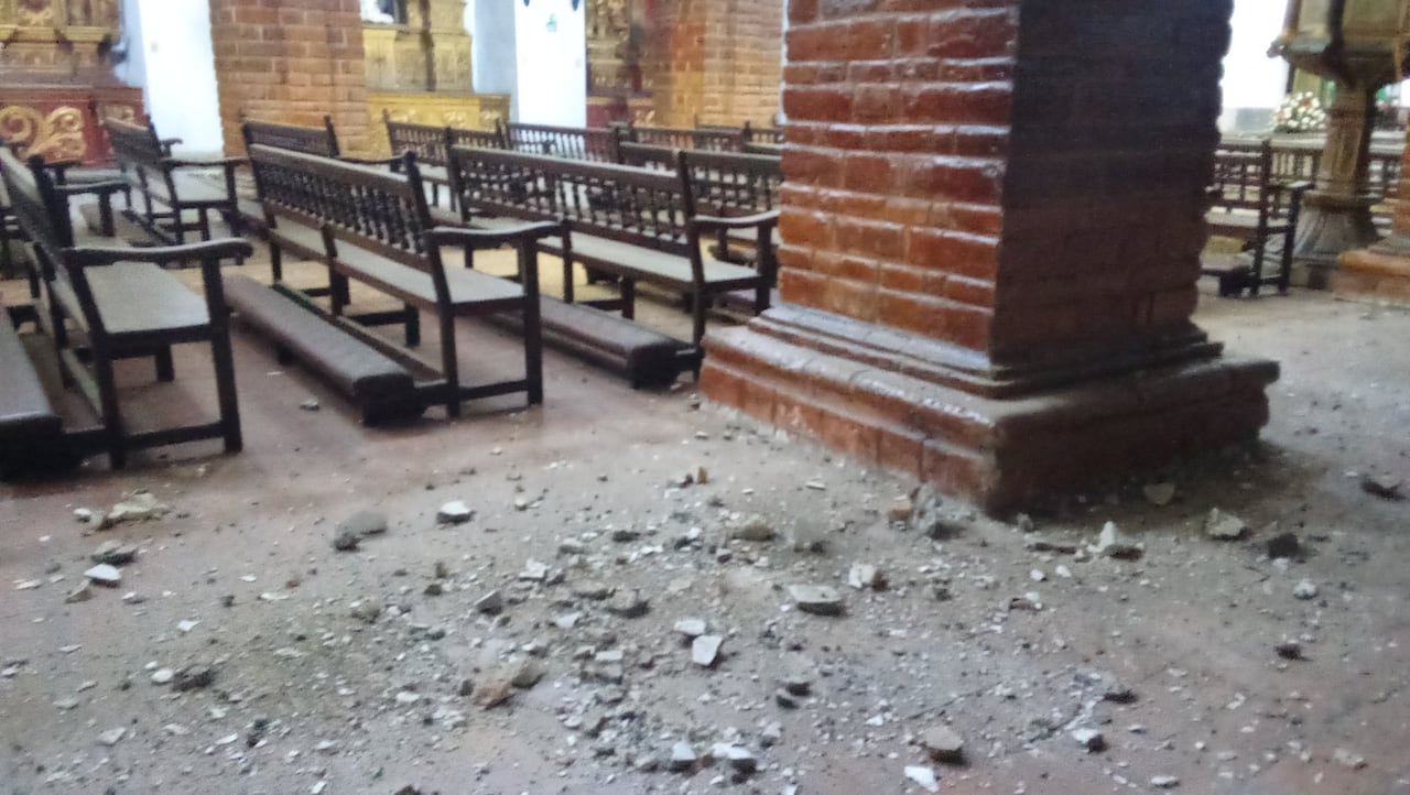 La iglesia o templo de Santo Domingo de Popayán sufrió afectaciones en la cubierta tras el fuerte terremoto.