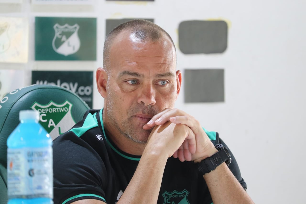 Rafael Dudamel en su primera rueda de prensa durante la segunda etapa como DT del Deportivo Cali.