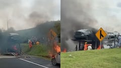 Organismos de emergencia atendieron un incendio vehicular.