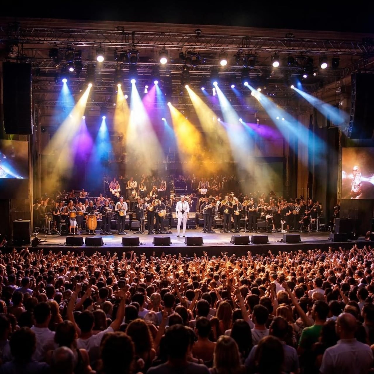 Una multitud coreó, bailó y aplaudió cada canción del Grupo Niche en el Festival Cervantino.