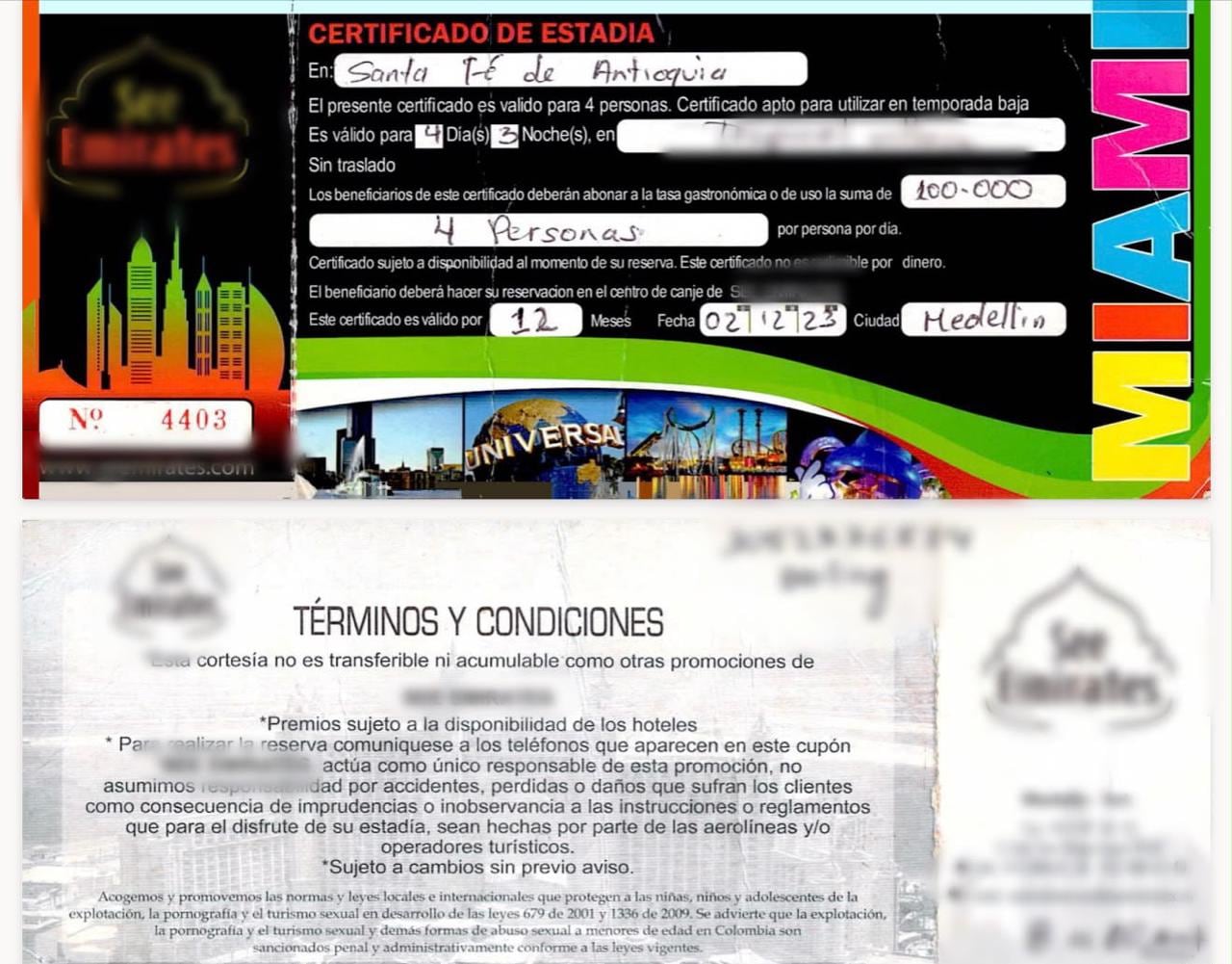 Los bonos que ofrecían daban presuntas estadías gratis y algunos beneficios para las personas que eran estafadas.