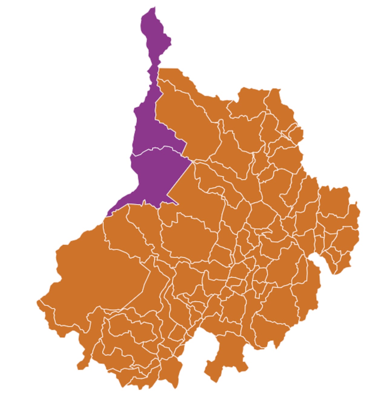 El mapa electoral muestra la distribución del voto por departamento en la primera vuelta presidencial.