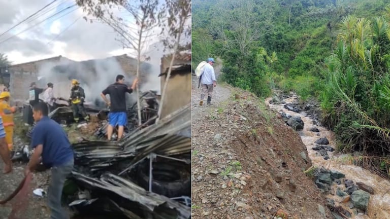 Incendio en vivienda de La Unión (Valle del Cauca) y Puerto Frazadas, zona rural de Tuluá, donde una niña murió en la quebrada tras caer de un puente.