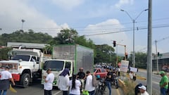 Bloqueada la vía Cali-Yumbo, a la altura del cruce a Dapa, por protestas relacionadas con el catastro