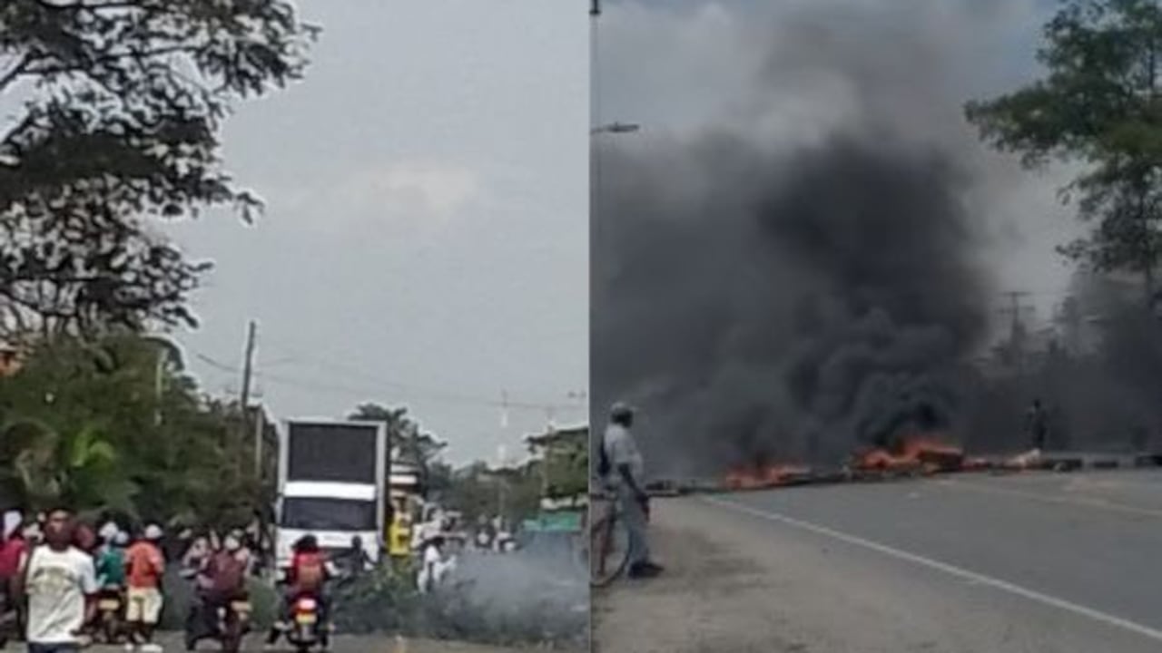 Las protestas en este corredor vial del norte del Cauca iniciaron en la mañana de este miércoles 28 de enero.