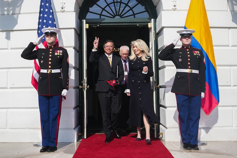 Gustavo Petro a la salida de la Casa Blanca.