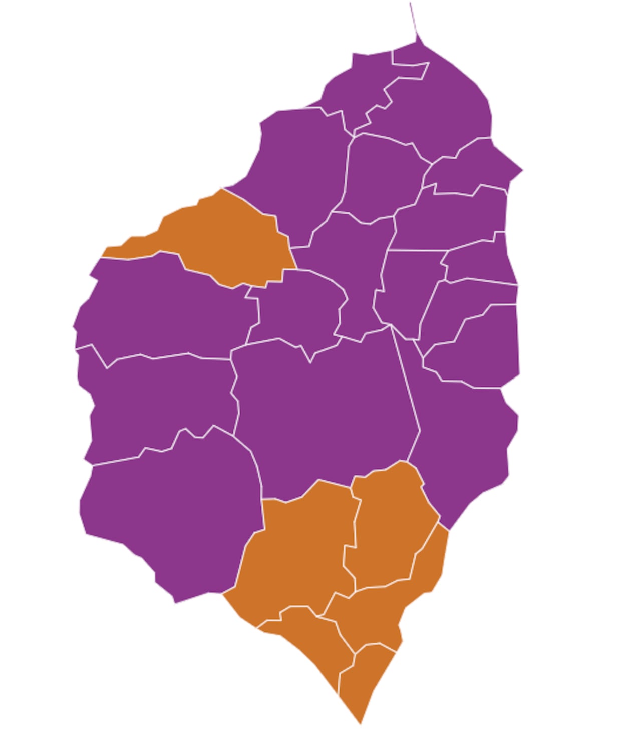 El mapa electoral muestra la distribución del voto por departamento en la primera vuelta presidencial.