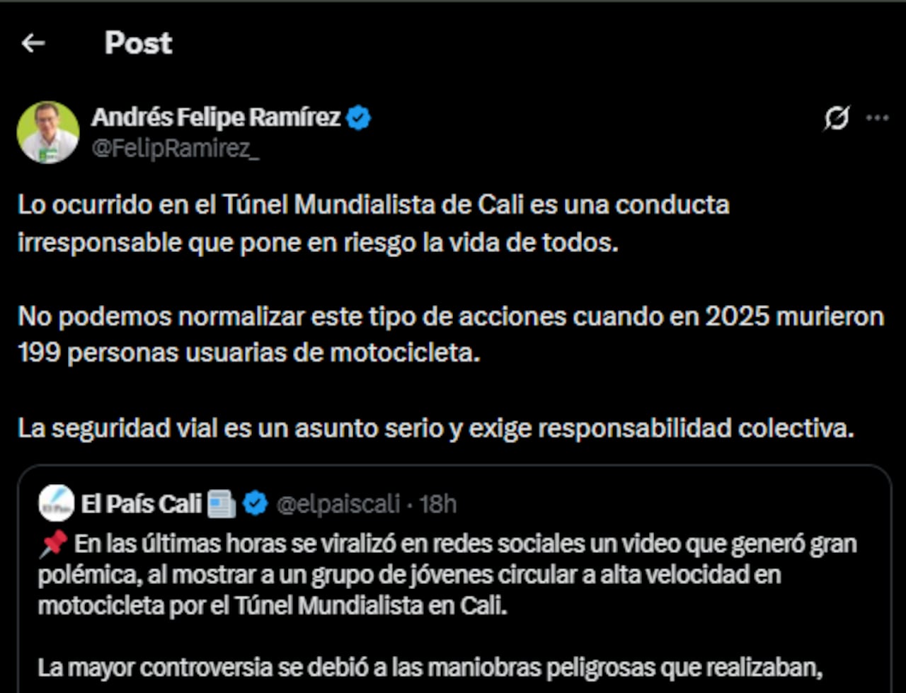 Reacción de Andrés Felipe Ramírez, Candidato a la Cámara de Representantes de Colombia.