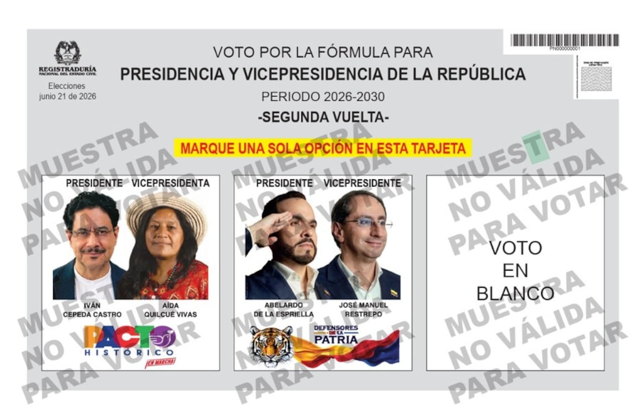 Tarjetón segunda vuelta presidencial.