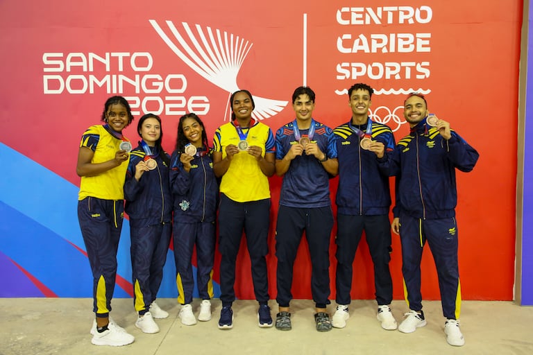 Algunos de los medallistas colombianos en el Taekwondo de los Juegos Centroamericanos y del Caribe 2026.