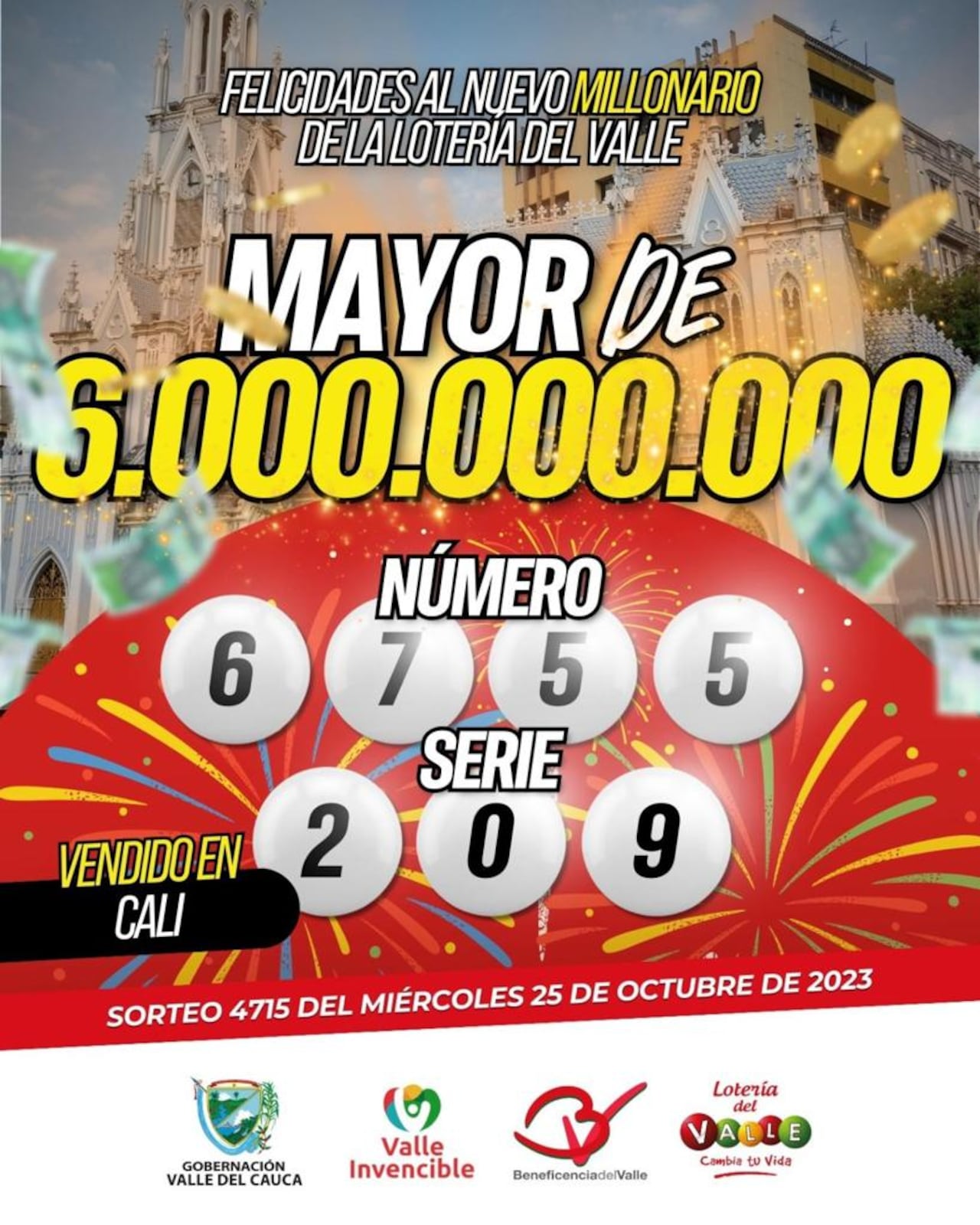 En total fueron $6000 millones los que pudo obtener la persona que tuvo el billete ganador.