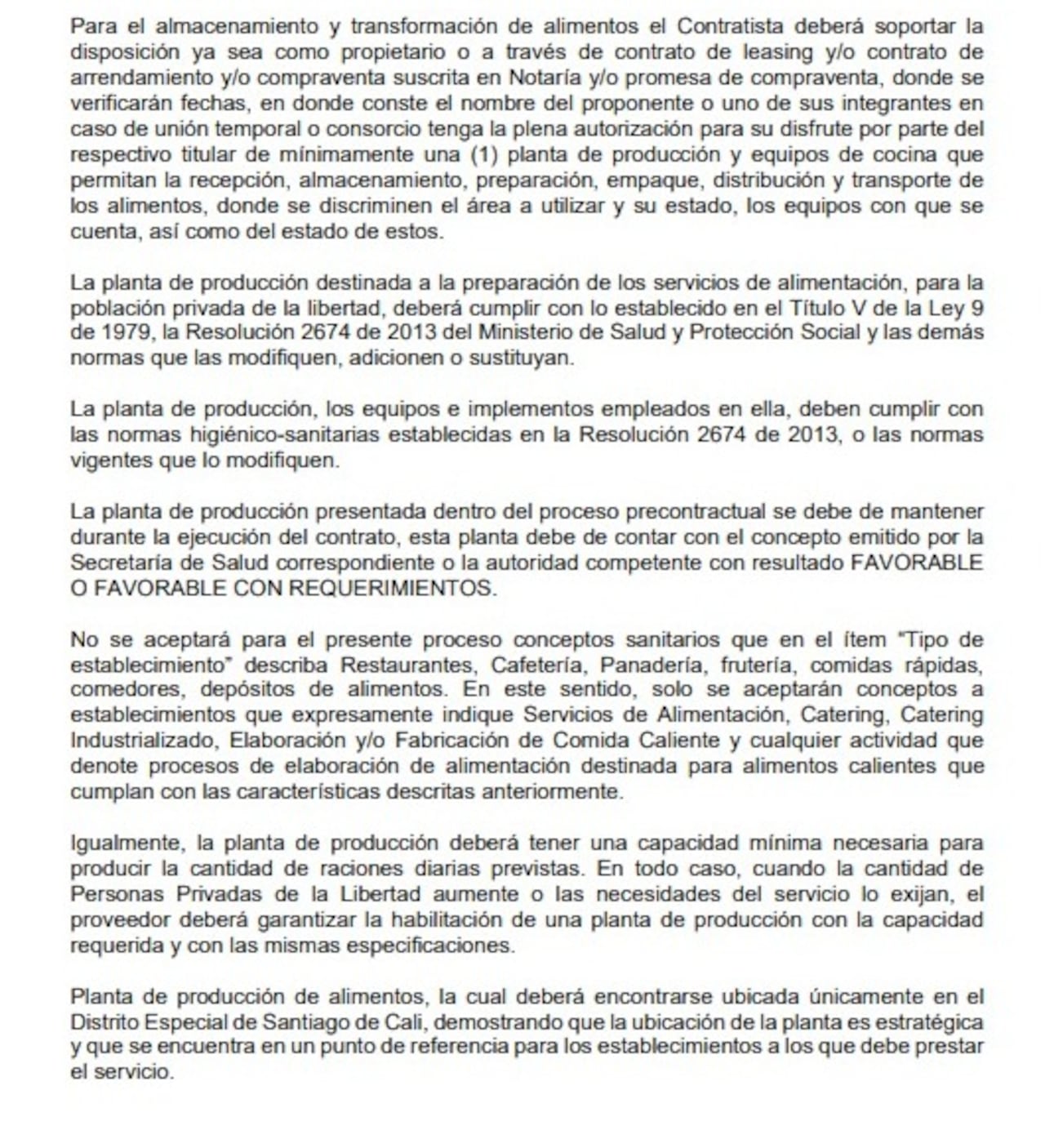 Estas son algunas de las exigencias específicas para la alimentación de los privados de la libertad en Cali.