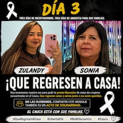 Con la campaña "¡Que regresen a casa!", comunidades del centro del Cauca unieron sus voces para exigir la pronta liberación de las comerciantes Sonia Sarmiento y Every Zulandy Mambuscay Muñoz, secuestradas en hechos ocurridos en el municipio de El Tambo.