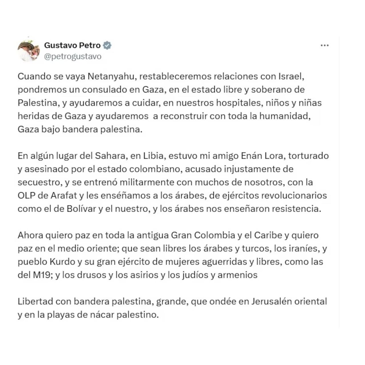 En un extenso pronunciamiento publicado el 30 de marzo de 2025, el mandatario reafirmó su postura sobre el conflicto en Medio Oriente