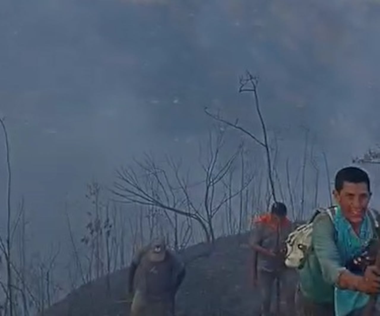 Los mismos pobladores del sector de Pan de Azúcar se enfrentan a este incendio forestal.