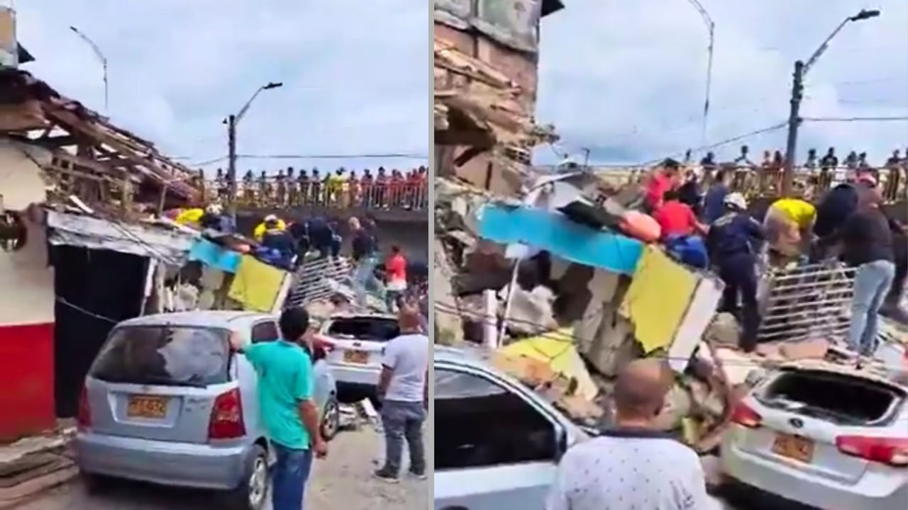 Imagen casa que se desplomó hoy en Pereira