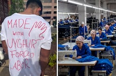 A través de diversos mensajes que llevan durante las manifestaciones de los Uigur en países de Europa, insisten en dar a conocer que buena parte de los productos textiles llegados desde maquilas en China son realizados por comunidad Uigur condenada a la esclavitud laboral.