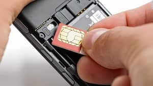 Teléfono celular, SIM card, imagen de referencia.