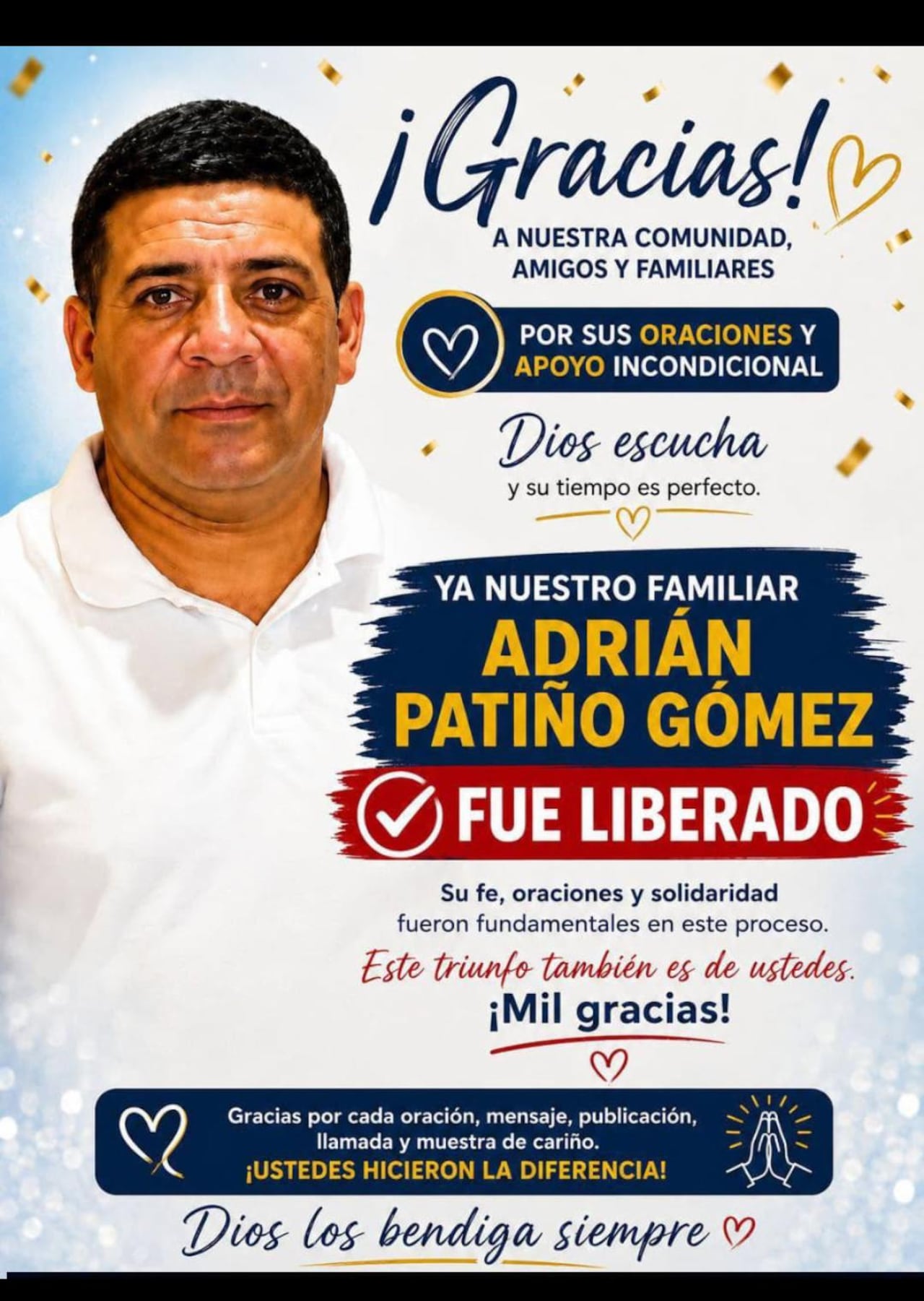Comunidades del municipio de Corinto, Cauca, confirmaron la liberación del comunero Adrián Patiño Gómez.