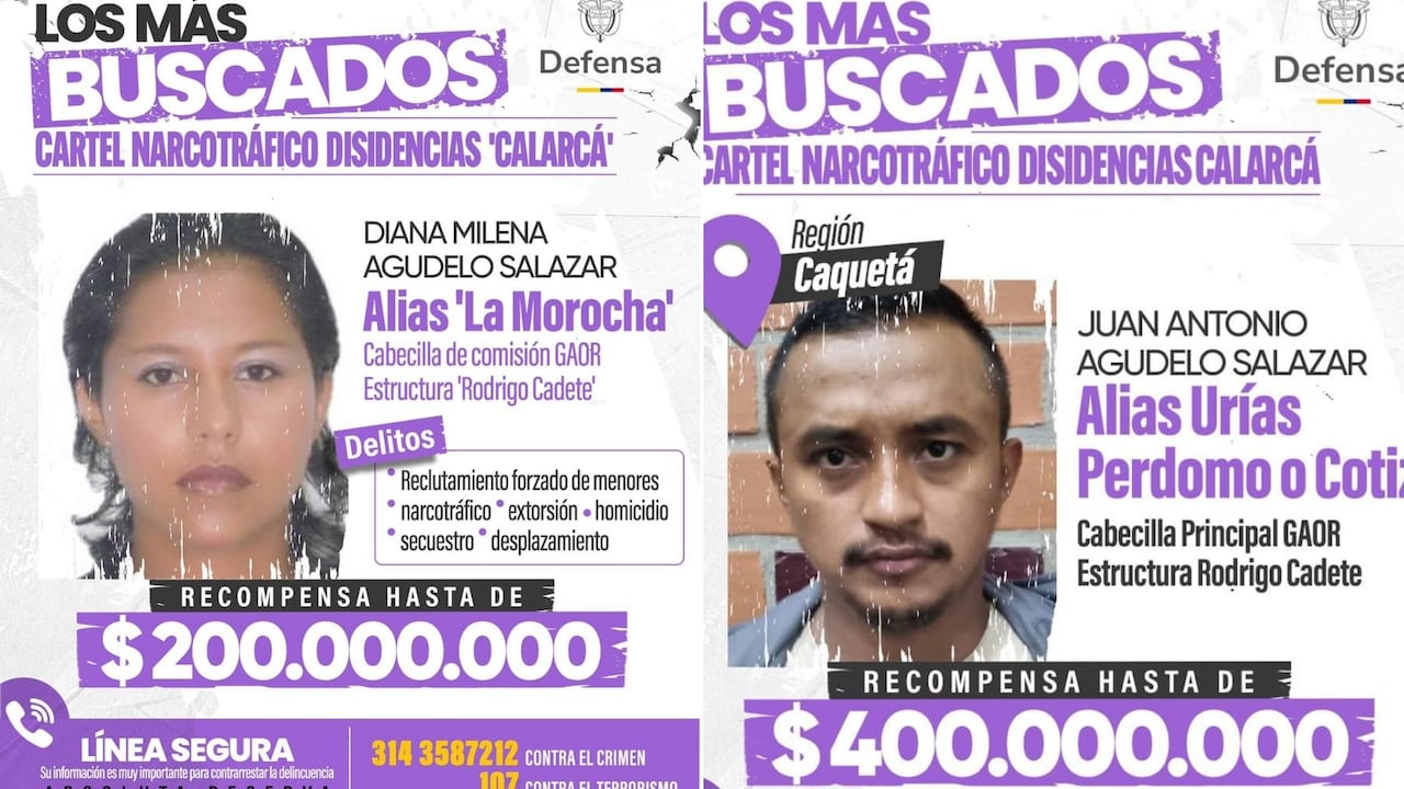 Alias Urías Perdomo y “La Morocha” figuran como jefes de la estructura Rodrigo Cadete, considerada una de las facciones armadas que responde a la disidencia liderada por alias Calarcá.