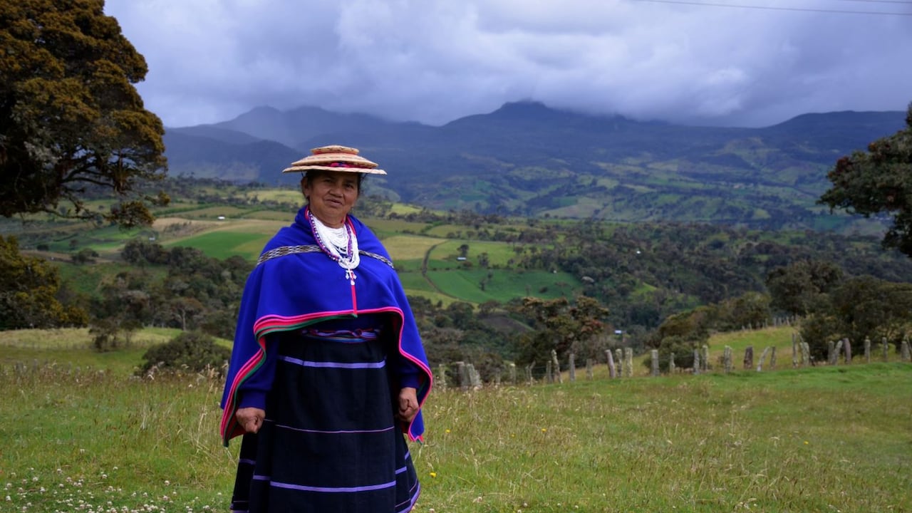 Bárbara Muelas, maestra y lingüista del pueblo misak, primera mujer indígena en ocupar un puesto en la Academia Colombiana de la Lengua.