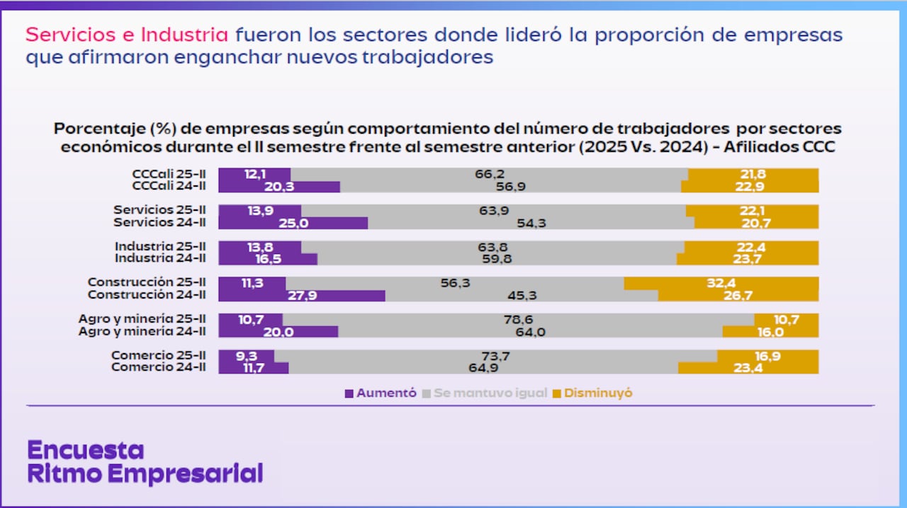 Sectores de la industria en los que los empresarios afirmaron contratar más trabajadores.
