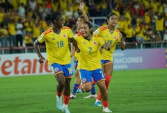 Imagen del partido entre Colombia y Chile por la fecha 6 de la Liga de Naciones Femenina.