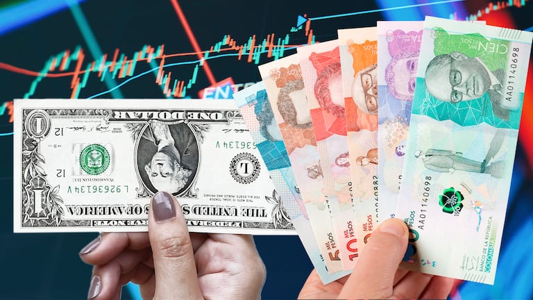 Dólar y pesos Colombianos