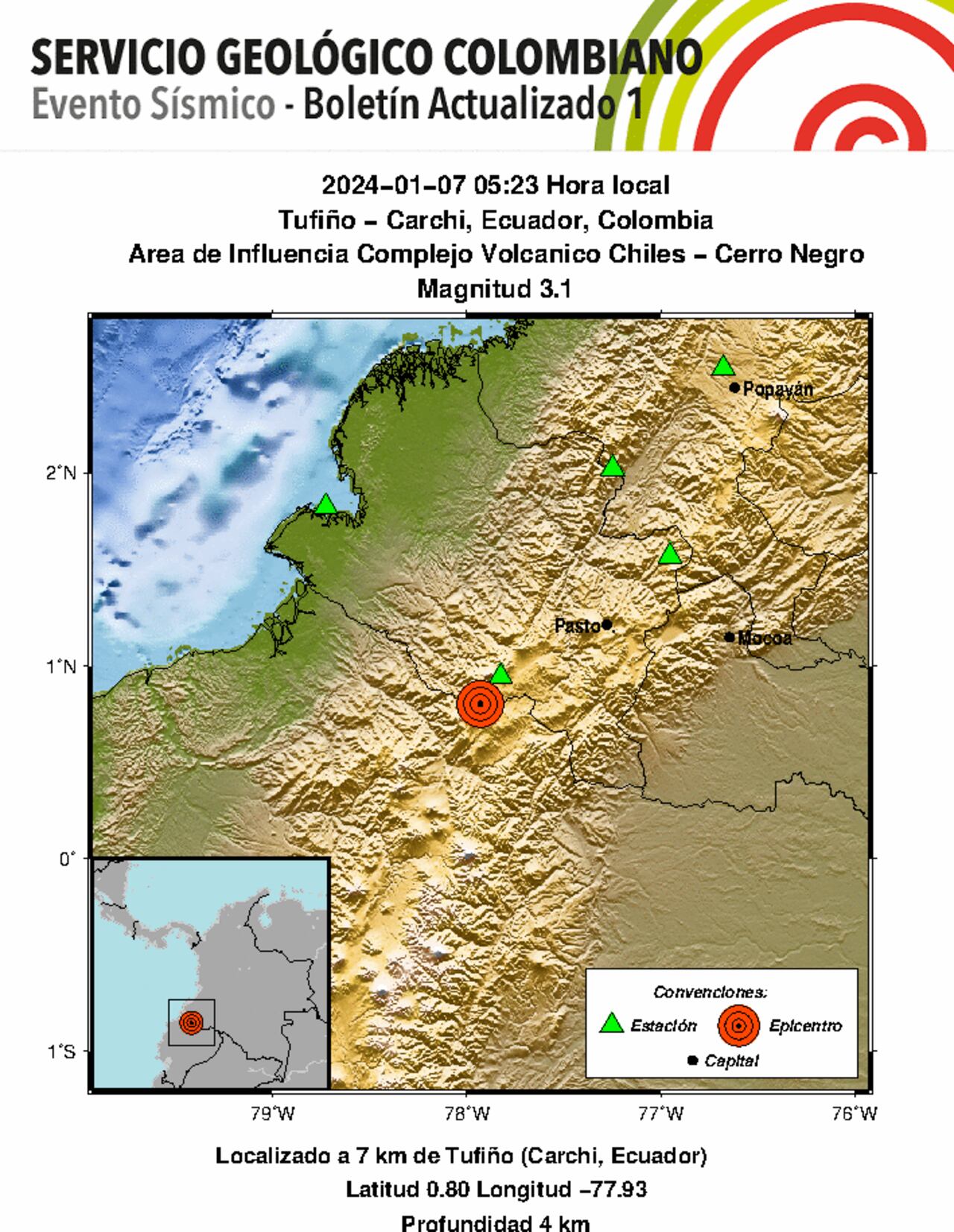 Boletín del temblor en la frontera con Ecuador