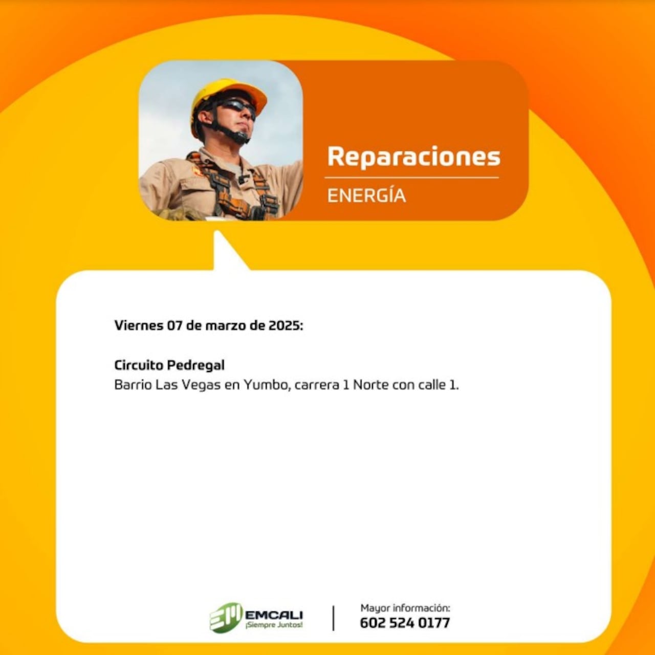 Reparaciones y mantenimiento Emcali para este viernes 7 de marzo