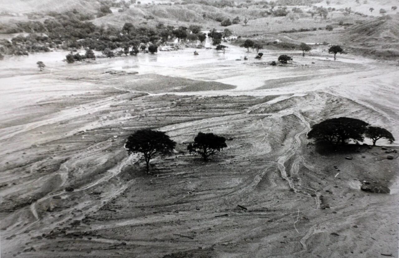 Vista de Armero tras la avalancha de 1985.