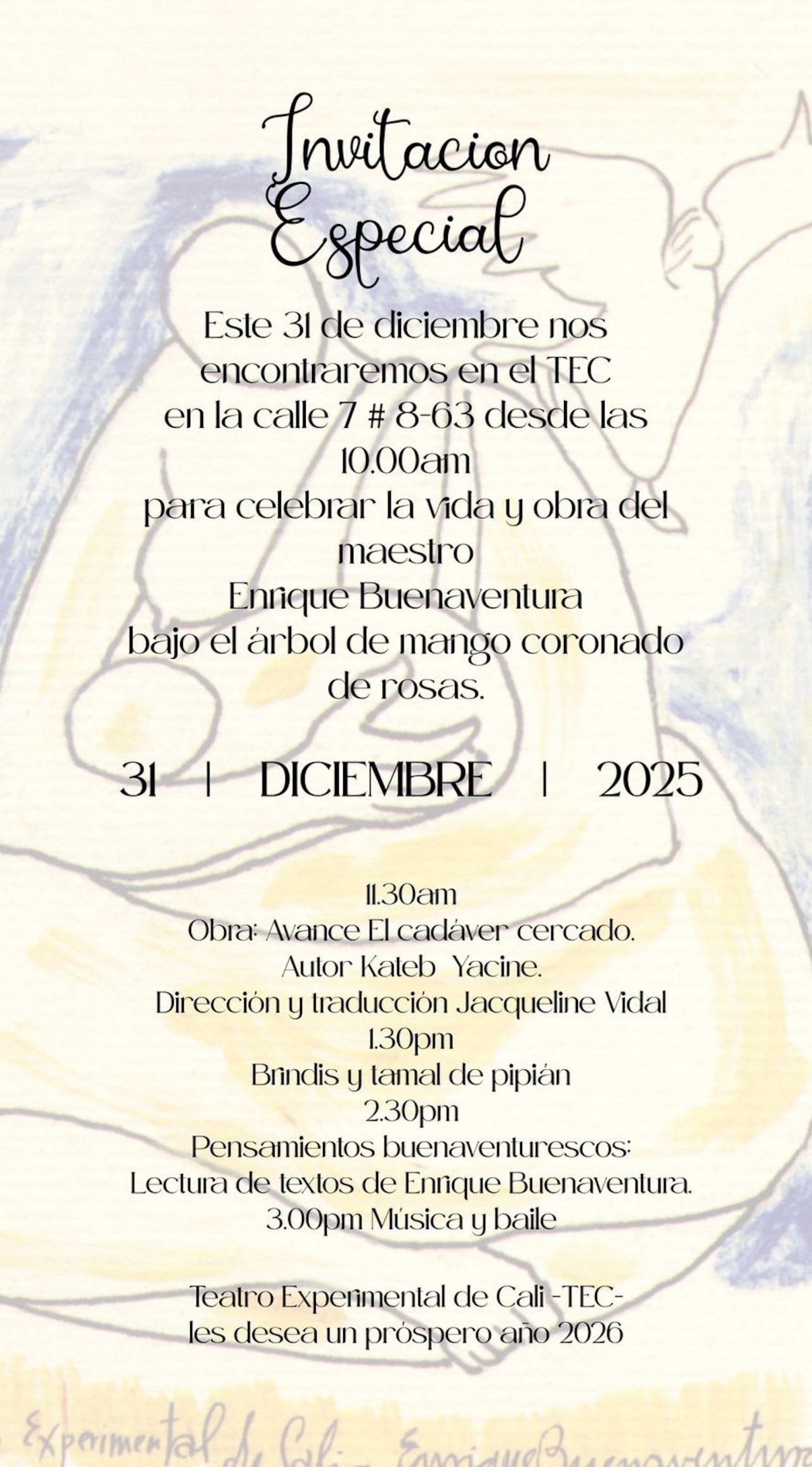 Programación del evento de conmemoración de los 22 años de la muerte de Enrique Buenaventura.