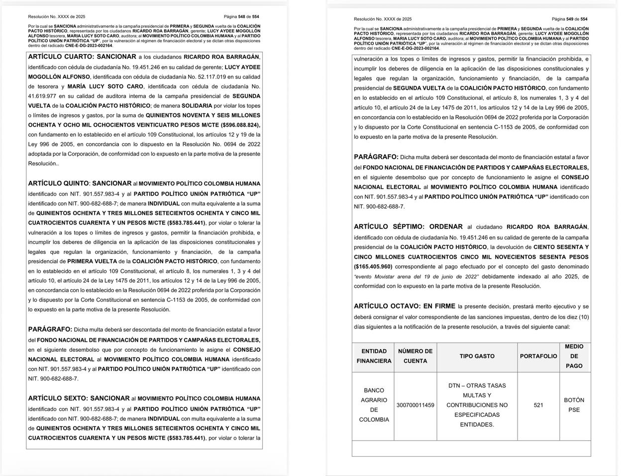 El Consejo Nacional Electoral sancionó a la campaña Petro por violación de los topes de financiación.