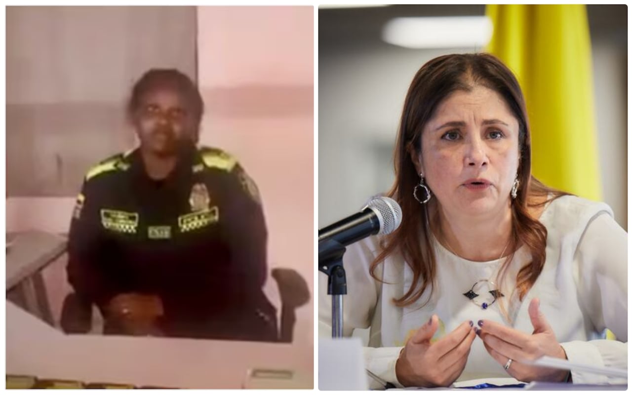 La ptrullera Winny Saray Córdoba y la defensora del pueblo, Iris Marín.